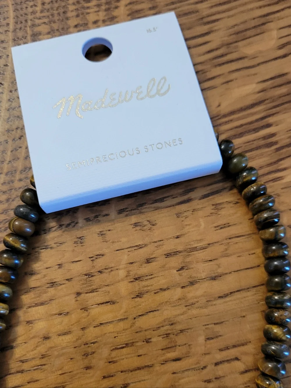 Madewell Semi-precious Beaded Carabiner Charm Necklace - Tiger's Eye/Agate - Picture 7 of 9